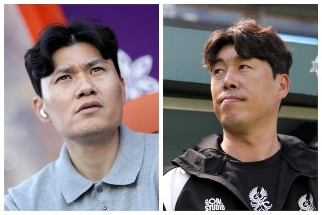 ▲ 강원FC 정경호 감독(왼쪽)과 광주FC 이정규 감독. 한국프로축구연맹 제공