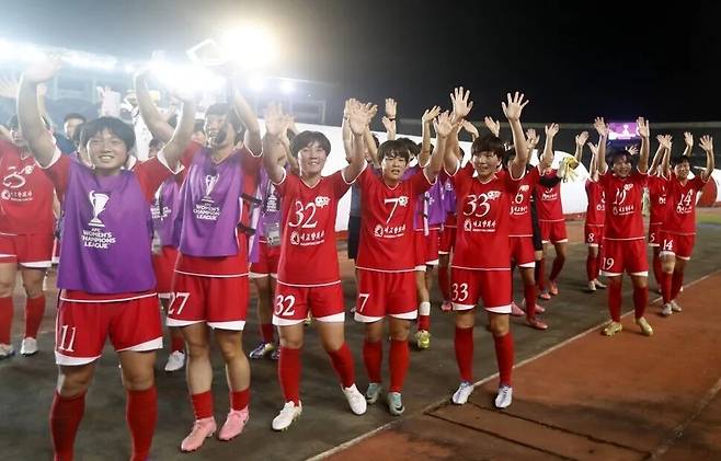 북한 내고향여자축구단 선수들. EPA 연합뉴스