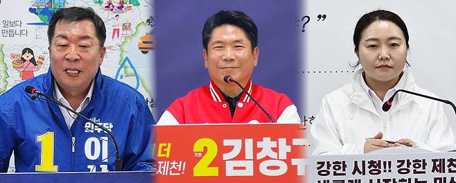 (왼쪽으로) 이상천 후보. 사진=선거사무소 제공. 김창규 후보. 사진=선거사무소 제공. 송수연 후보. 사진=이대현 기자