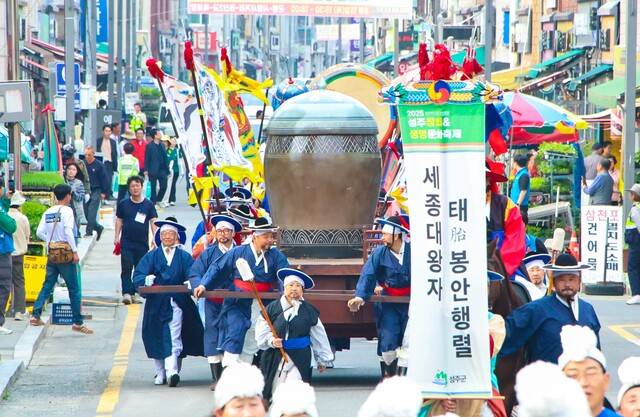 서울 경복궁에서 시작된 세종대왕자 태봉안 행렬이 본고장인 성주로 향하고 있는 모습. 성주군 제공