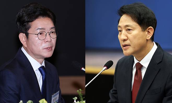 정원오 더불어민주당 서울시장 후보(왼쪽), 오세훈 국민의힘 서울시장 후보. 뉴스1