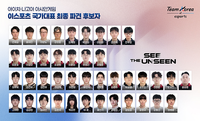 아이치·나고야 아시안게임 e스포츠 국가대표 최종 파견 후보자(이미지=협회 제공)