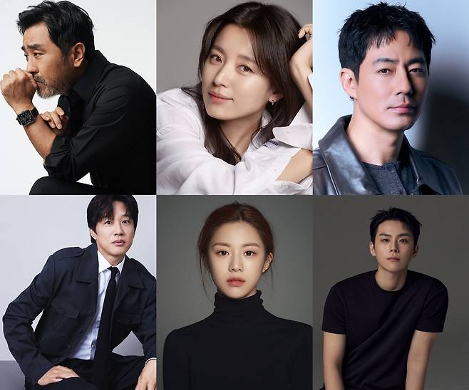 ‘무빙’ 시즌1에 출연했던 류승룡, 한효주, 조인성, 김도훈, 고윤정, 차태현(왼쪽 위 시계방향), 사진제공|각 소속사.