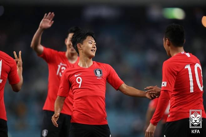지난 2018년 대한민국 축구 국가대표팀 당시 이승우의 모습. /사진=대한축구협회 제공