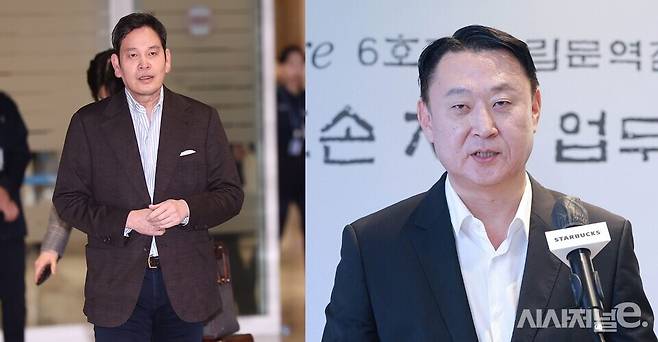 정용진 신세계그룹 회장(왼쪽)과 손정현 스타벅스코리아 전 대표(오른쪽). / 사진=연합뉴스