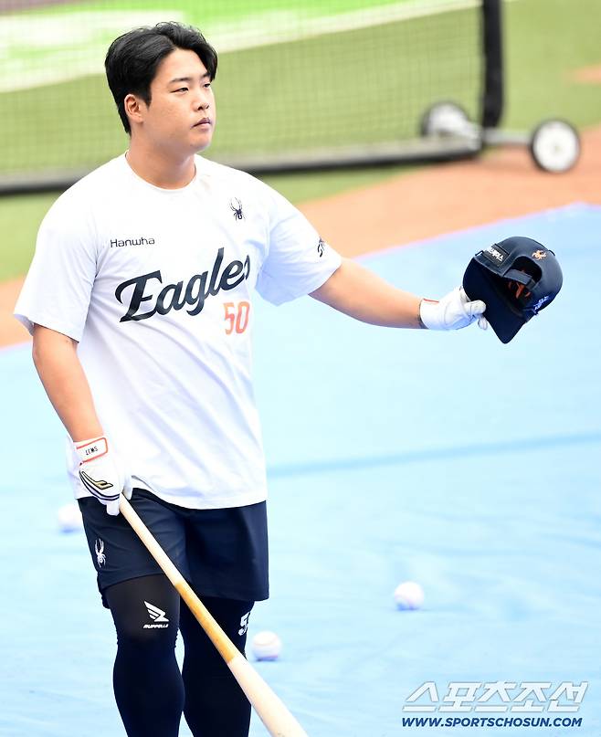 19일 대전한화생명볼파크에서 열린 롯데와 한화의 경기. 강백호가 타격훈련을 하고 있다. 대전=허상욱 기자wook@sportschosun.com/2026.05.19/