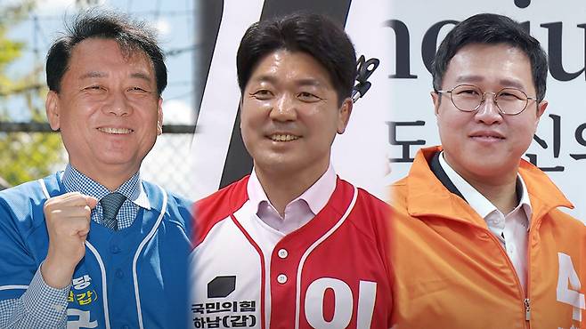 왼쪽부터 이광재·이용·김성열 후보