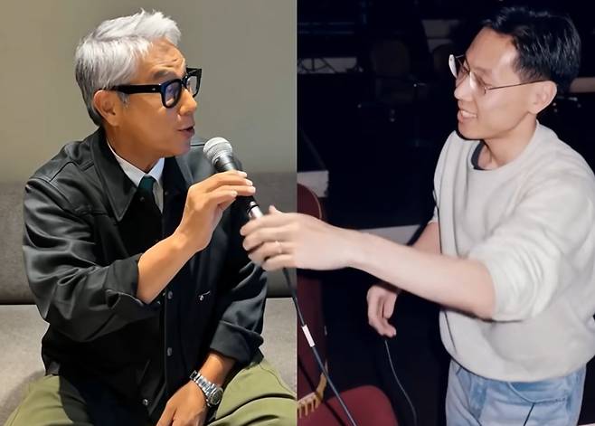 '지난날' 뮤직비디오에서는 과거의 자신이 마이크를 건네기도 하고, 합주를 하는 등 과거의 청춘과 현재의 중년이 만나는 장면을 그린다. 사진 월간 윤종신