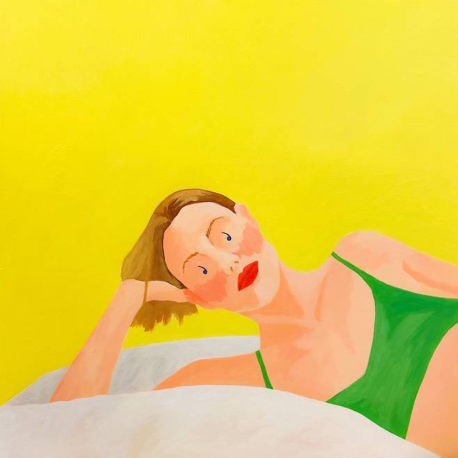 A woman lying down, 91.0_91.0cm, 2026, Acrylic on canvas