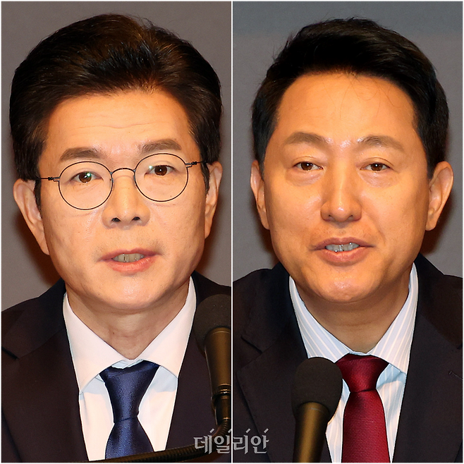 정원오(왼쪽) 더불어민주당 서울시장 후보와 오세훈 국민의힘 서울시장 후보. ⓒ데일리안 홍금표 기자
