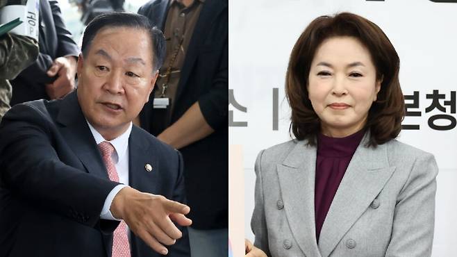 한기호(왼쪽) 국민의힘 의원과 김민전 국민의힘 의원. 국회사진기자단·윤운식 선임기자