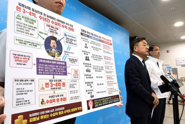 조국혁신당 신장식 의원이 24일 국회 소통관에서 더불어민주당 김용남 평택을 후보의 '차명 사채업자' 의혹과 관련해 기자회견을 열고 있다. 2026.5.24. 연합뉴스