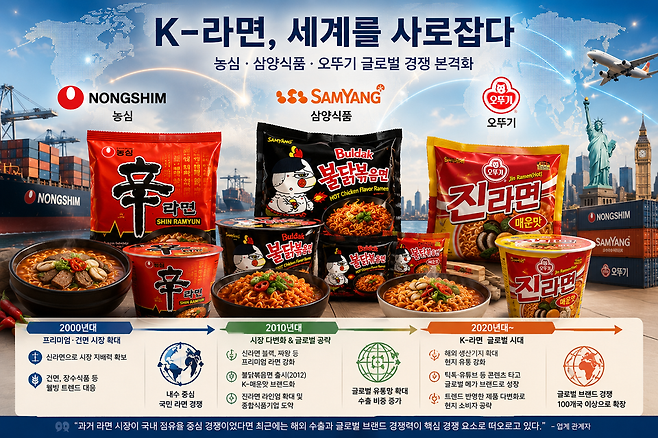 국내 라면 3사가 대표 브랜드를 앞세워 포트폴리오를 강화하고 있다. / 사진=챗GPT