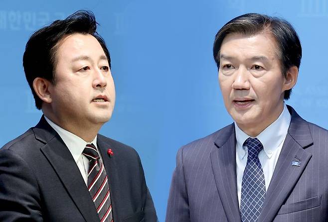 경기 평택을 국회의원 재선거에 출마한 김용남 더불어민주당 후보와 조국 조국혁신당 후보. 뉴스1