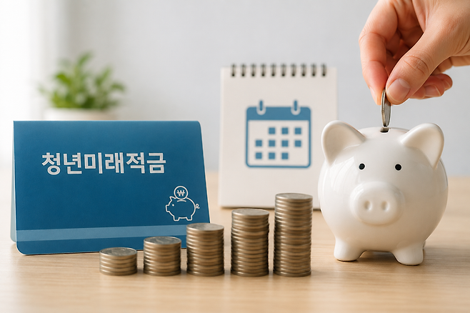 청년미래적금은 청년이 매월 일정 금액을 저축하면 정부 기여금과 비과세 혜택을 더해 자산 형성을 돕는 정책 금융상품이다. ChatGPT 생성 이미지