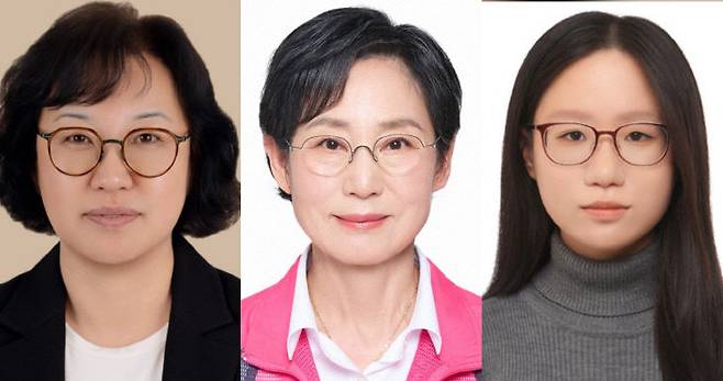 왼쪽부터 정의당 김혜란, 진보당 강현옥, 소득당 송수미 비례대표 후보.