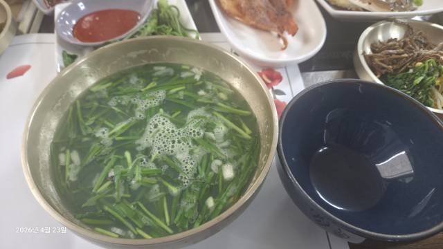 다슬기로 끓인 국. 아미노산과 미네랄이 풍부해 간 기능 회복과 숙취 해소에 탁월하다./옥영숙 시조시인/