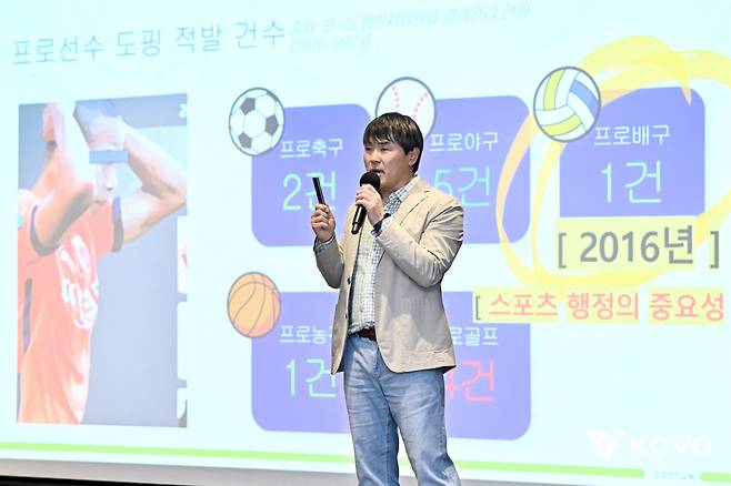 도핑방지위원회 최준혁 강사. 사진제공=KOVO