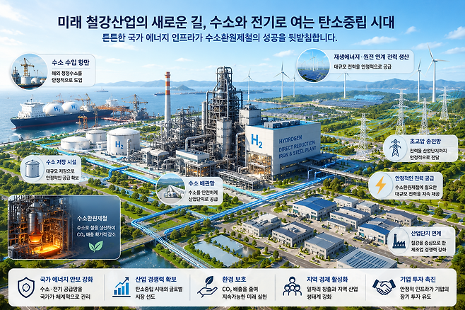 수소환원제철을 성공시키려면 전기와 수소에너지를 공급하는 국가적인 사업이 함께 진행돼야 한다. /유성찬 제공
