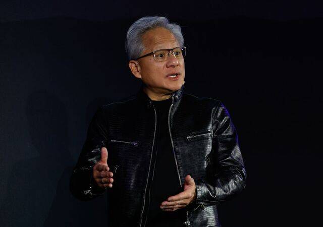 젠슨 황 엔비디아 최고경영자(CEO)가 2일 대만 타이베이에서 열린 ‘컴퓨텍스 2026’에서 연설하고 있다. EPA연합뉴스