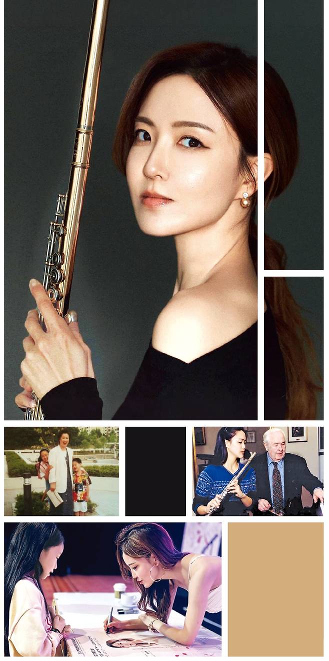 (1) 최나경의 어린 시절, 생전 바이올리니스트였던 어머니 그리고 남동생과 함께 찍은 사진.
(2) 최나경이 커티스음악원에서 ‘플루트 전설’로 불리는 줄리어스 베이커에게 레슨받는 모습.
(3) 어린 학생들에게 사인해주고 있는 최나경.