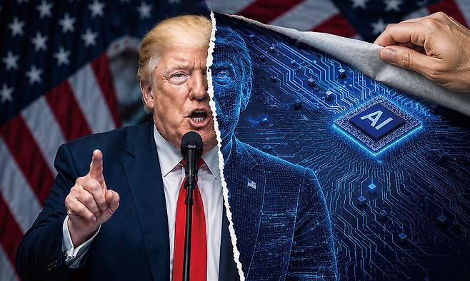 생성형 AI를 활용해 실제 인물이 하지 않은 말을 한 것처럼 보이게 만드는 ‘딥페이크(Deepfake)’ 기술은 민주주의를 위협하는 하나의 요인이다. 게티이미지뱅크·생성형 AI 이미지