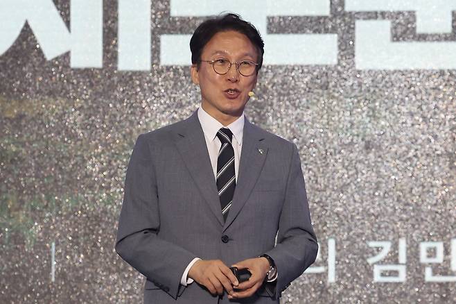 6일 오후 광주 서구 치평동 김대중컨벤션센터에서 열린 KBC 광주방송 주관 2026 뉴호남포럼에서 김민석 국무총리가 ‘대전환시대, 통합의 의미와 국가전략’을 주제로 기조연설을 하고 있다. <연합뉴스>