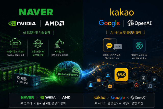 챗GPT가 그려준 네이버와 카카오의 빅테크 합종연횡 현황.