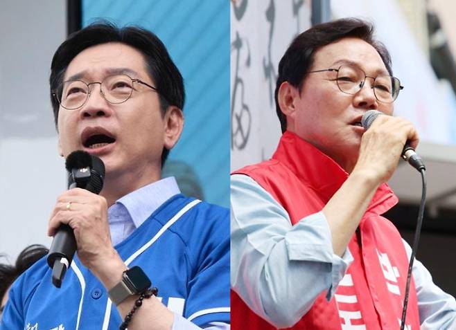 더불어민주당 김경수·국민의힘 박완수 경남지사 후보. 각 캠프 제공