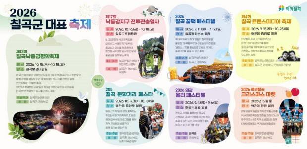 2026 칠곡군 대표 축제 안내 포스터. 칠곡문화관광재단 제공