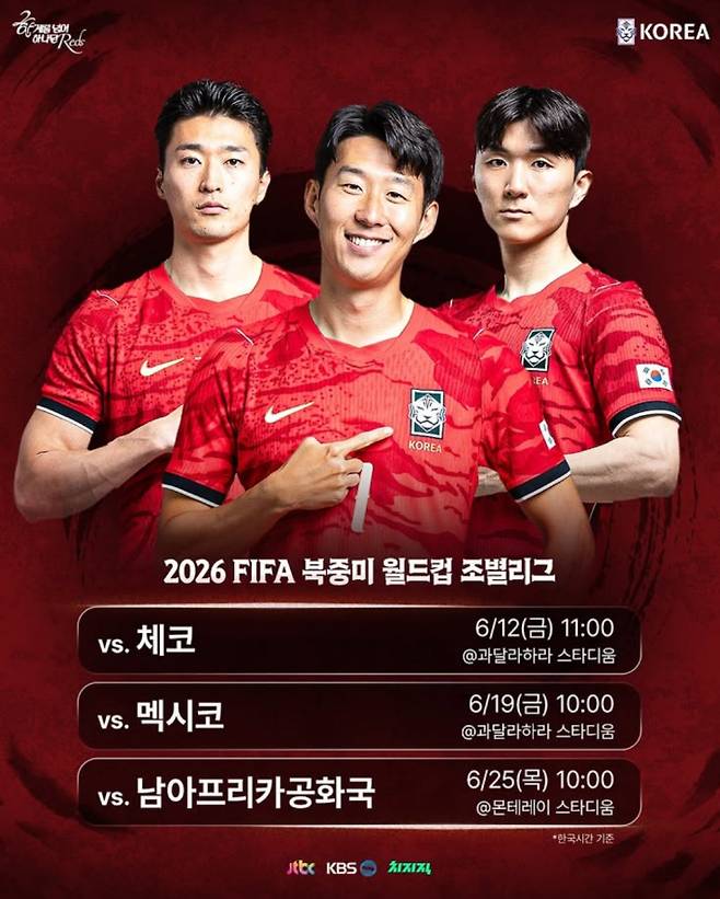 2026 북중미 월드컵 축구 국가대표 일정·중계 방송사 채널 한국 대 체코 축구 경기