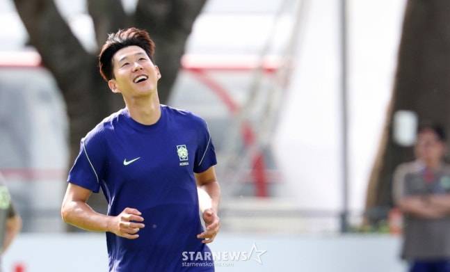훈련 중인 손흥민의 모습. /사진=김진경 대기자