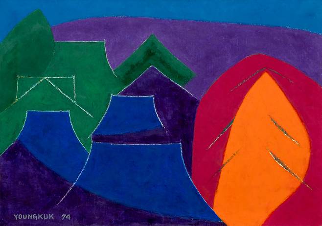 유영국, '산'(1974). oil on canvas, 65.1×90.9cm. /케이옥션