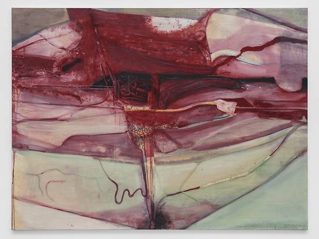 Keunmin Lee, Encounter in the Mountains, 2023, Oil on canvas, 194 × 259 cm. /Courtesy of the artist and PKM Gallery.