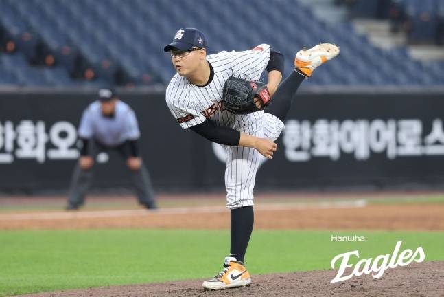 광주진흥고 김민훈이 8일 대전 한화생명볼파크에서 열린 제4회 한화이글스배 고교-대학 올스타전에 역투했다. /사진=한화 이글스 제공