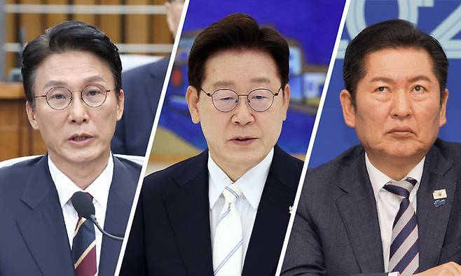 김민석 국무총리, 이재명 대통령, 정청래 더불어민주당 대표(왼쪽부터) ⓒ시사저널 이종현·박은숙·연합뉴스