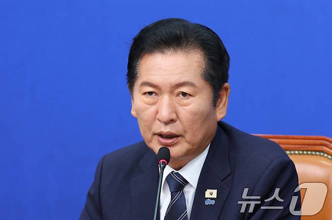 정청래 더불어민주당 대표가 22일 서울 여의도 국회에서 열린 최고위원회의에서 발언하고 있다. 2026.6.22 ⓒ 뉴스1 신웅수 기자