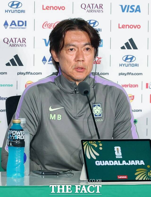 대한민국 축구대표팀 홍명보 감독이 월드컵 조별리그 멕시코전 이후 제기된 손흥민 교체 논란에 대해 직접 입장을 전했다. /사포판(멕시코)=뉴시스