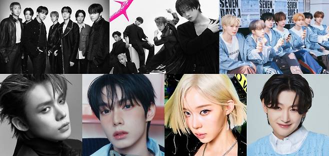 “팬 투표 100% 반영”…BTS·TXT·플레이브, KMA 2026 초접전 (사진: 빅히트뮤직, WAKEONE, FLARE U, sm엔터테인먼트, 오네스타컴퍼니)