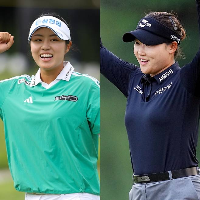 인카금융 더 헤븐 마스터즈에서 우승한 서교림과 한국여자오픈에서 우승한 김민솔. 사진=KLPGA, 대한골프협회 제공