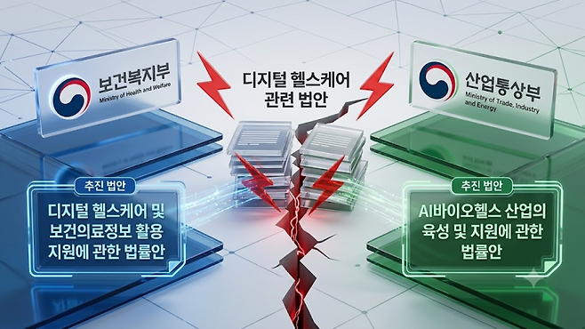 디지털헬스케어 관련 정부 부처 중복 내용 (자료=생성형AI 이미지)