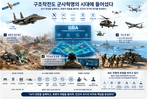 AI가 구조작전을 어떻게 변화시키고 있는지에 대한 설명도. 김태준 한반도안보문제연구소장 AI 그림