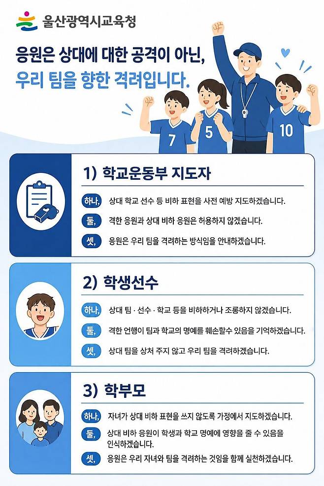 울산시교육청이 학생 선수의 올바른 경기문화를 조성하고 건전한 스포츠 가치를 확산하고자 만든 카드 뉴스. 울산시교육청 제공