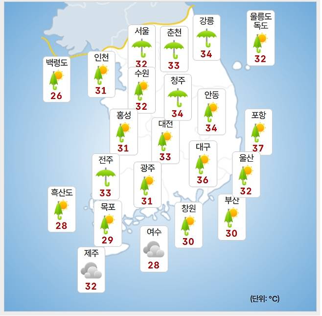 ⓒ기상청=오늘 오후 날씨