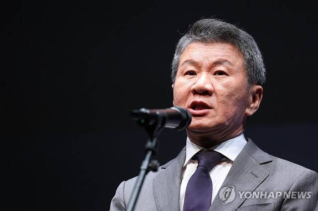 ◇정몽규 대한축구협회 회장이 지난 2025년 9월 16일 서울 종로구 아산정책연구원에서 열린 2025 K리그 명예의 전당 헌액식에서 축사하고 있다. 2025.9.16. 연합뉴스.