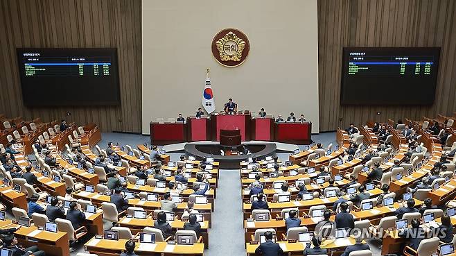 후반기 야당 몫 6개 상임위원장 선출 (서울=연합뉴스) 신현우 기자 = 조정식 국회의장이 23일 국회에서 열린 7월 임시국회 제2차 본회의에서 22대 국회 후반기 6개 야당 몫 상임위원장 선출을 위한 투표 결과를 알리고 있다. 국민의힘 몫 상임위원장 가운데 하나인 성평등가족위원장은 위원장 후보로 확정됐던 임이자 의원이 사임하면서 이날 선출되지 않았다. 2026.7.23 nowwego@yna.co.kr