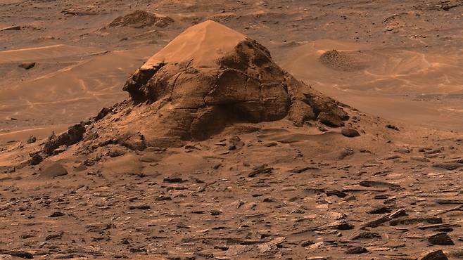 화성 게일 분화구에서 큐리오시티가 발견한 층상 암석. 거북을 닮았다./NASA