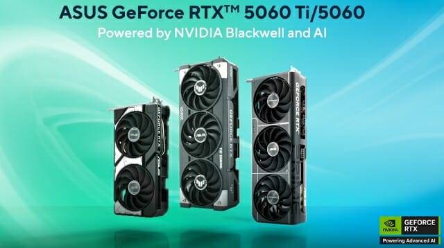데스크톱 PC용 지포스 RTX 5060·5060 Ti 탑재 그래픽카드. (사진=에이수스)