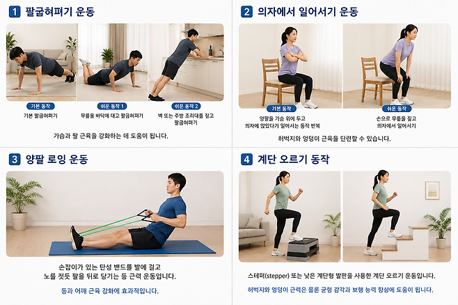 ‘FAST-2 프로그램’의 네 가지 운동. 챗GPT 생성 이미지.