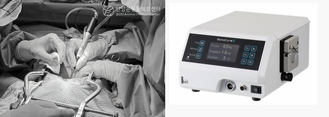 안양본동물의료센터 의료진은 간 종괴 환견에게 초음파 수술기 '소노큐어'를 사용해 간엽절제술을 진행했다(병원 제공). ⓒ 뉴스1